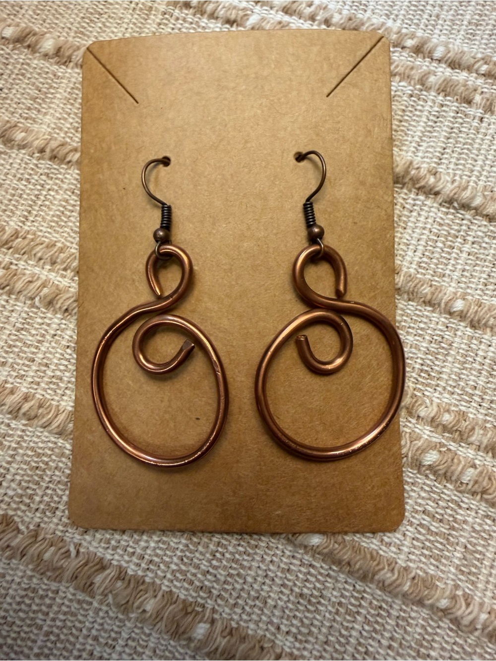 Handcrafted Pure Copper Healing Circle Circular Earrings Jewelry 1.5 inches